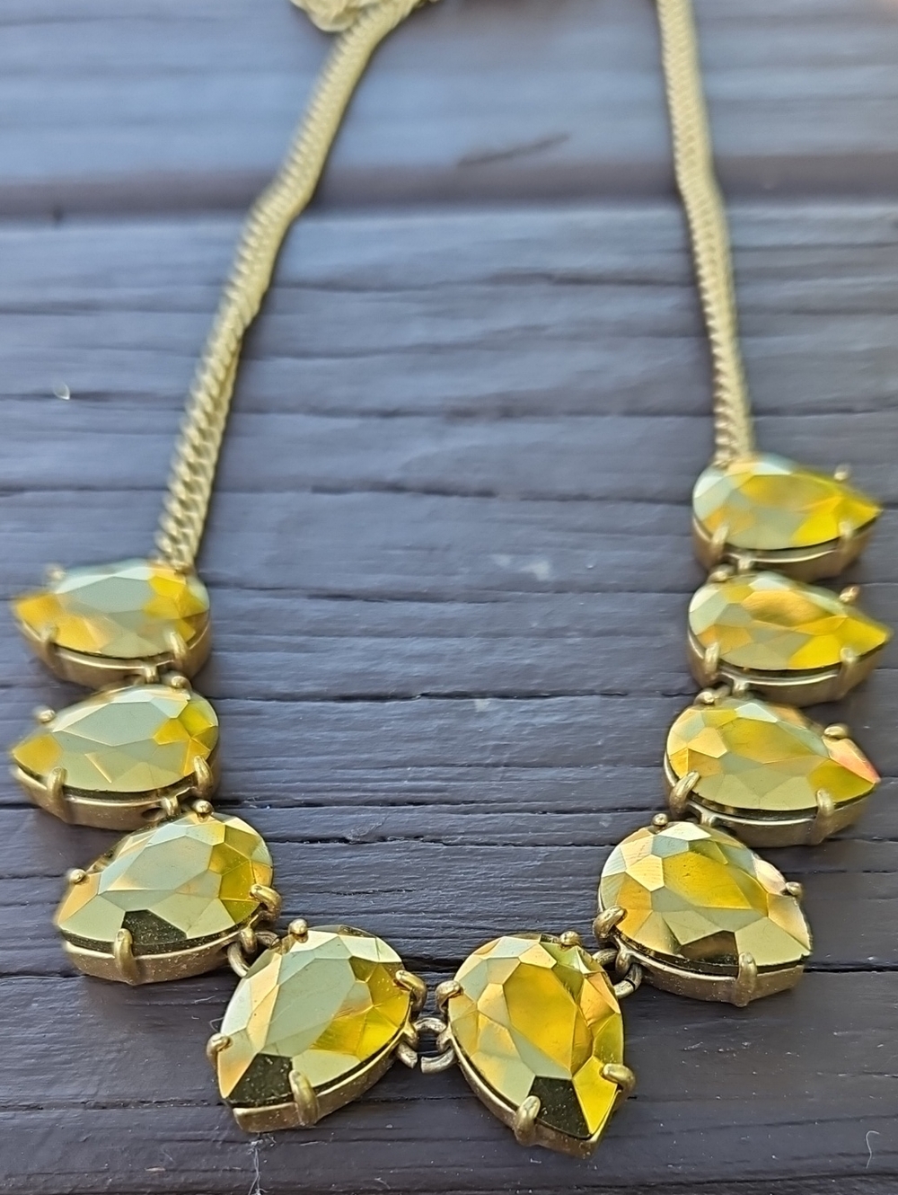 J. Crew Gold Teardrop Statement Necklace, Adjustable Length
